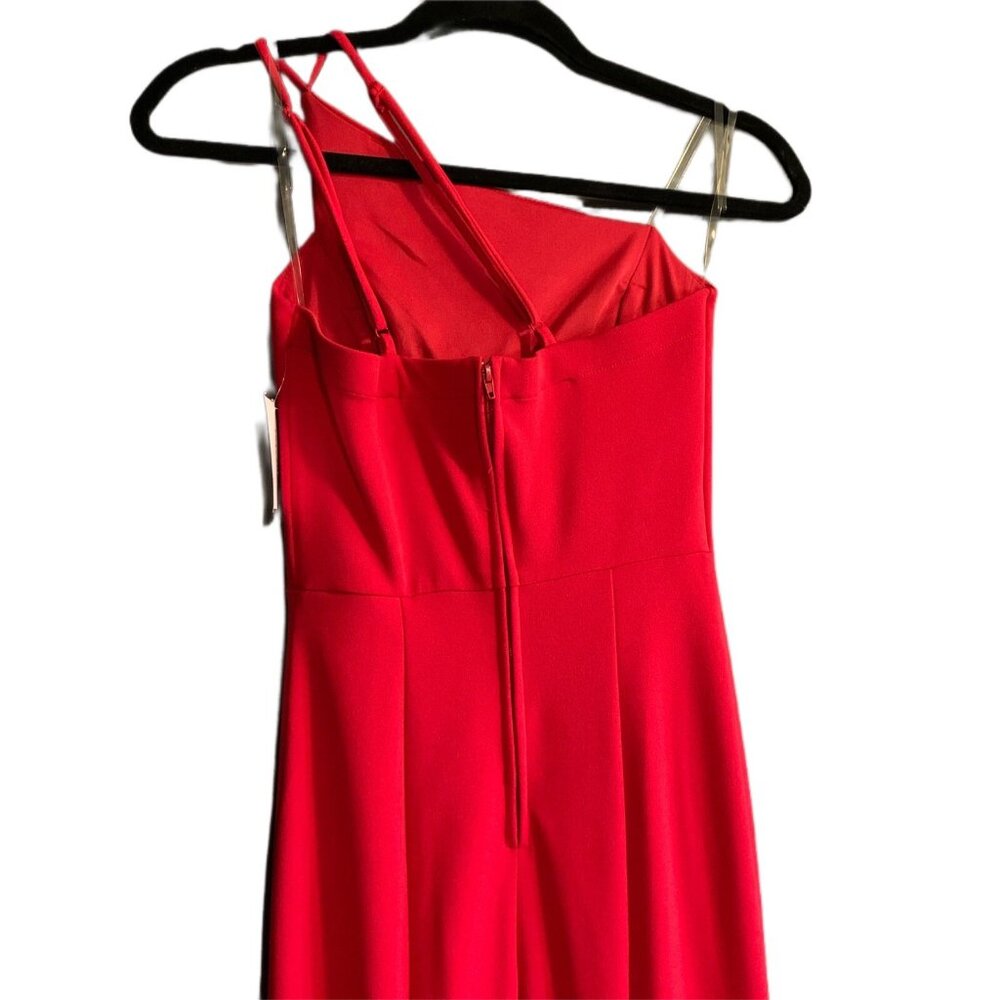 Teeze Me Women’s Crepe One Shoulder Sheath Red Prom Dress Size 1 NWT - Picture 4 of 8